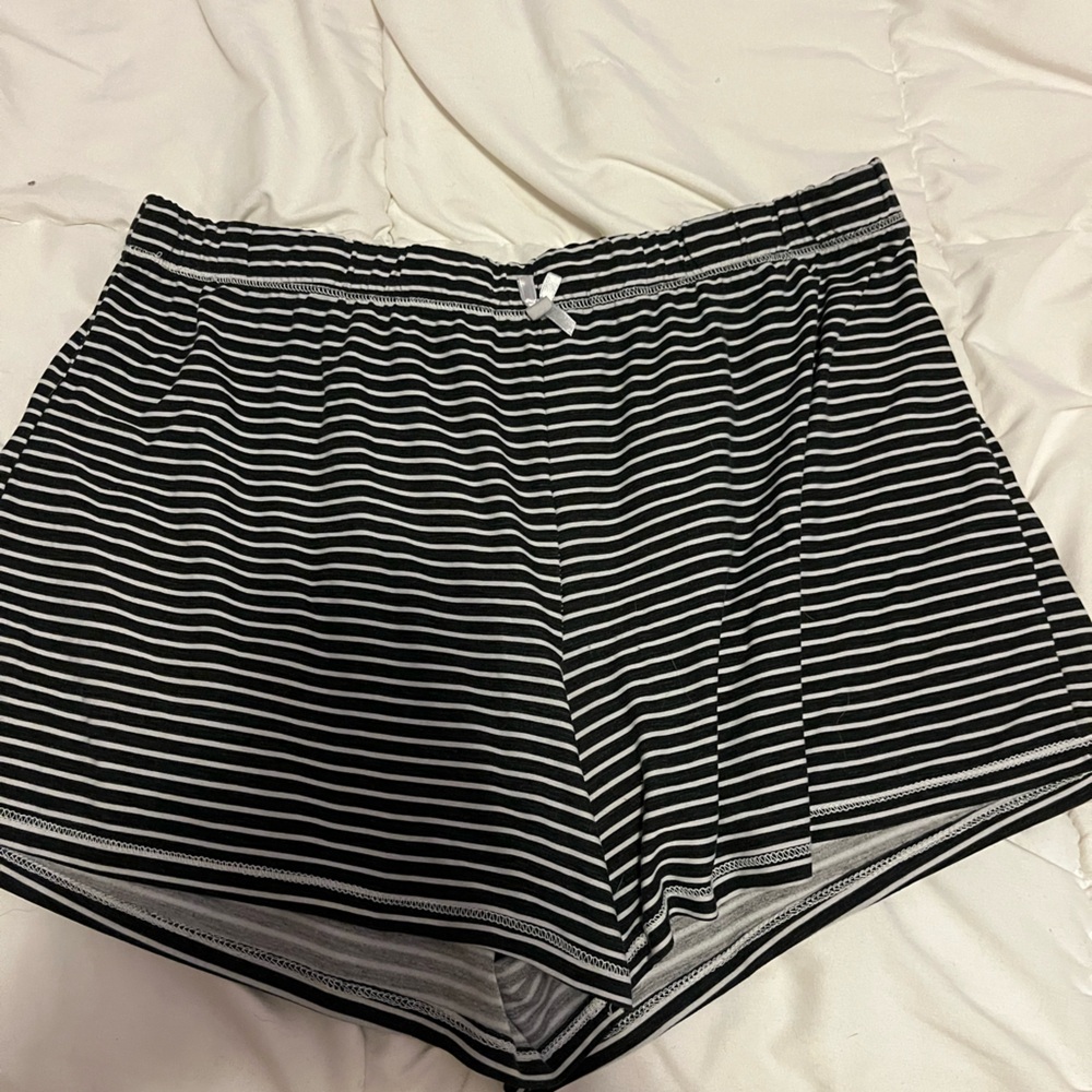 Black and White Striped Women's Pajama Shorts